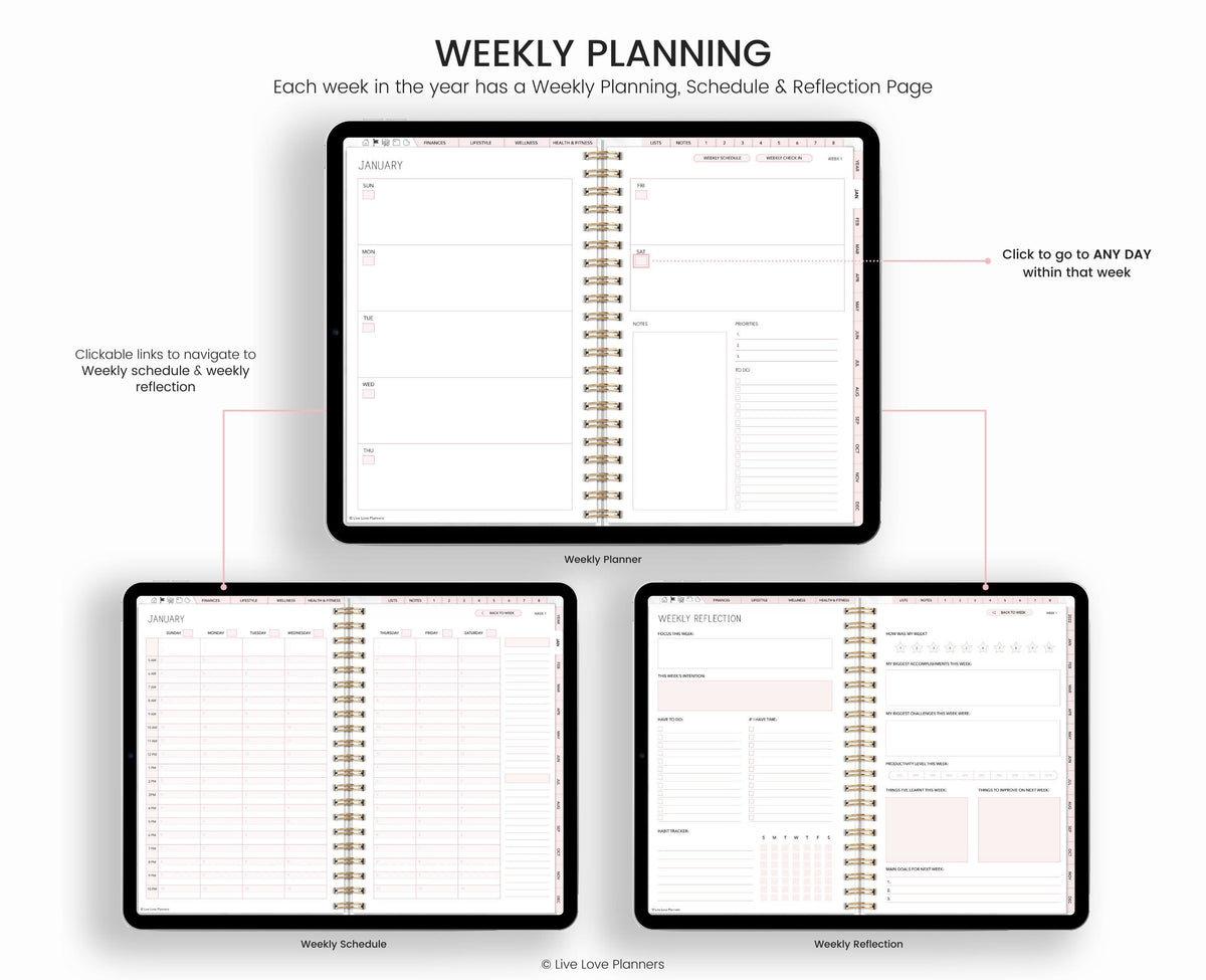 Undated Digital Planner Goodnotes