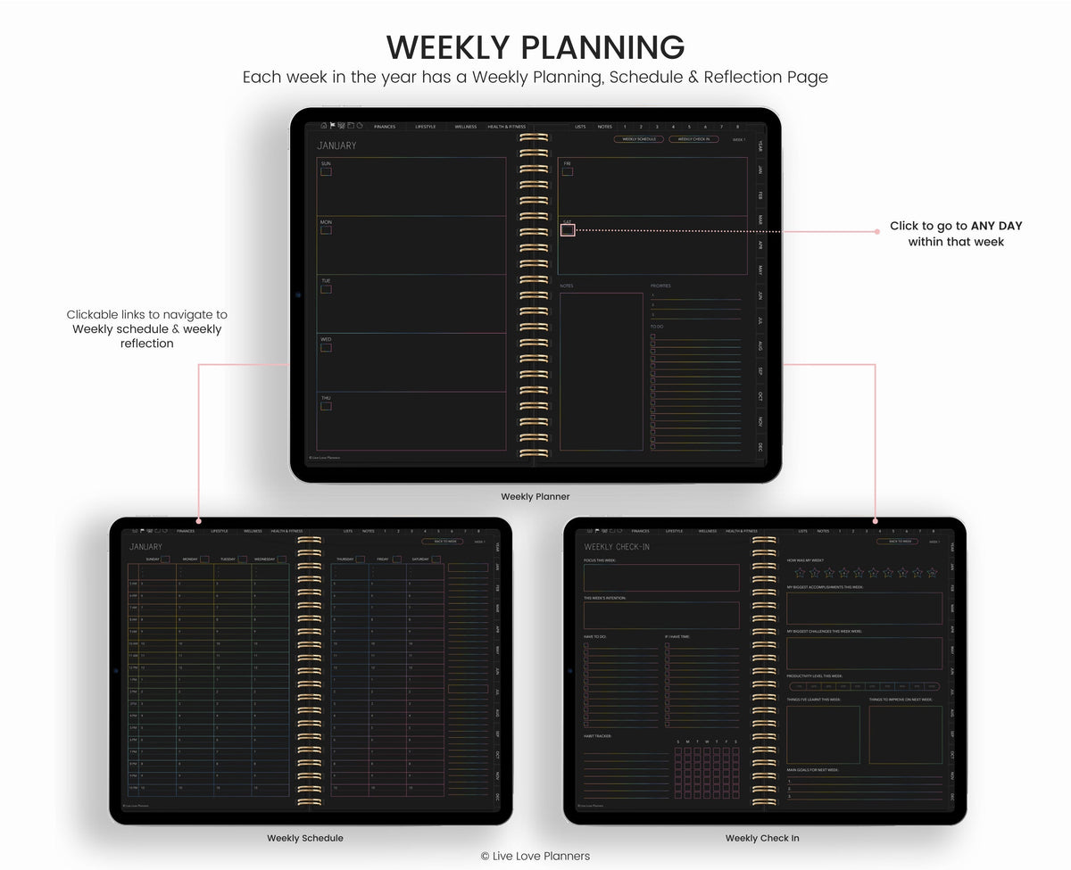 Dark Mode Digital Planner