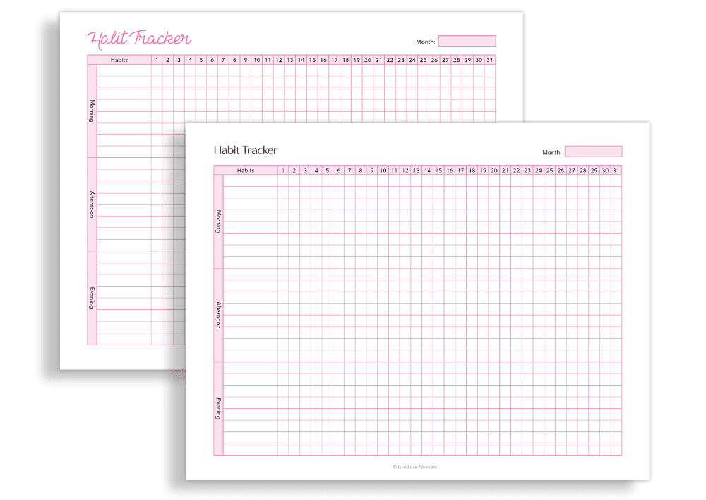 Free Printable Monthly Habit Trackers
