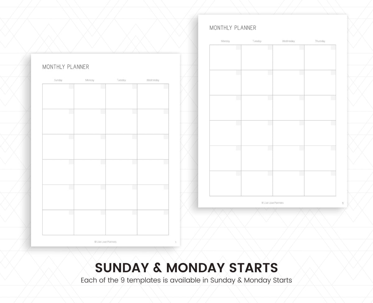 Printable Monthly Planner Template: Undated