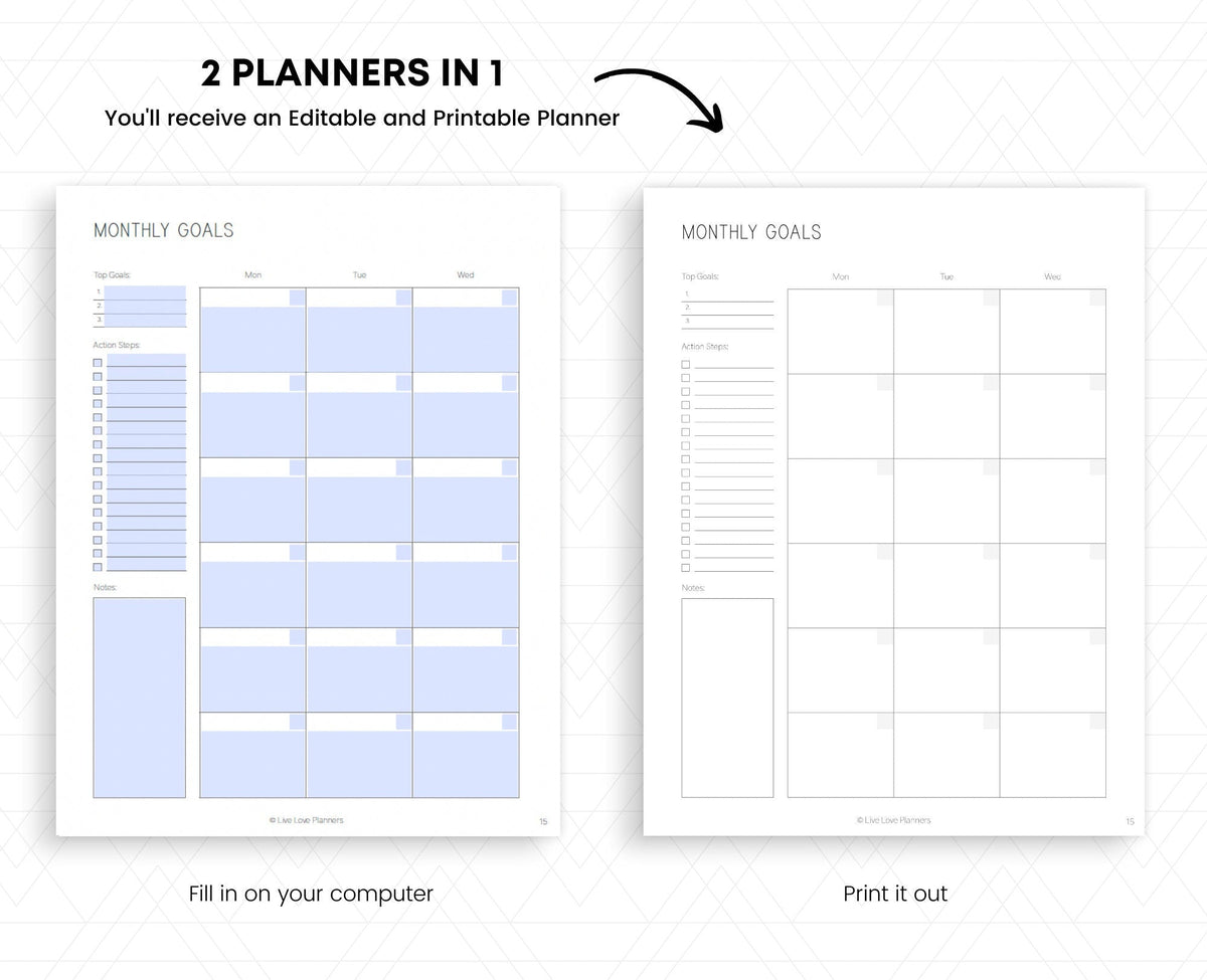 Printable Monthly Planner Template: Undated