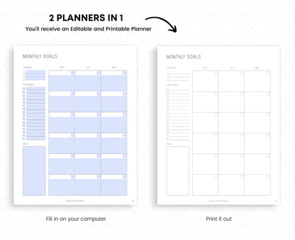 Printable Monthly Planner Template: Undated