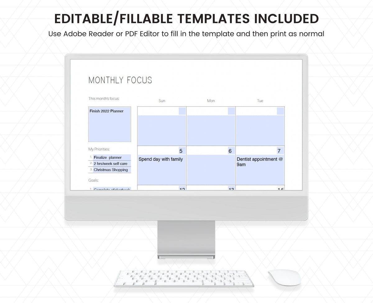 Printable Monthly Planner Template: Undated