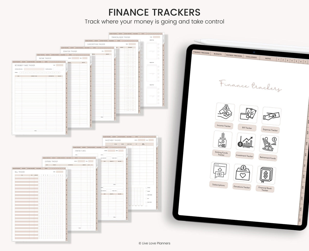 Boho Digital Budget Planner: Finance Tracker for GoodNotes (Portrait)