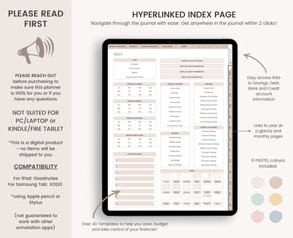 Boho Digital Budget Planner: Finance Tracker for GoodNotes (Portrait)