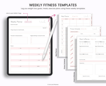 Digital Fitness Journal: Weight Loss & Meal Planner (iPad/Tablet)