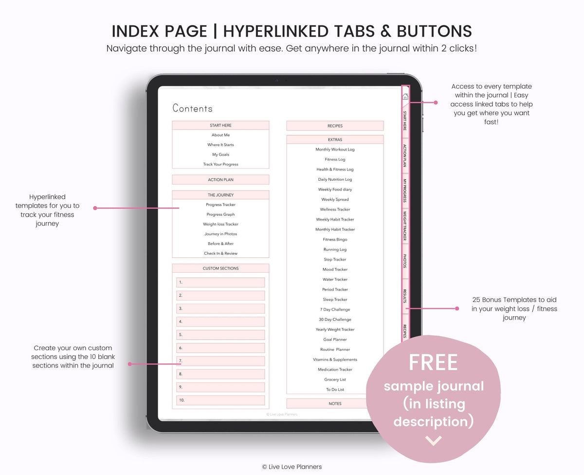 Digital Weight Loss Journal: Health & Fitness Planner (iPad/Tablet)
