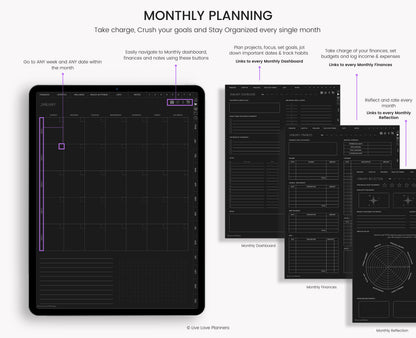 Dark Mode Undated Digital Planner