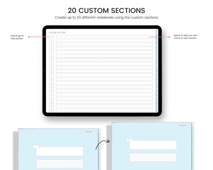 20-Section Digital Notebook: 64 Templates