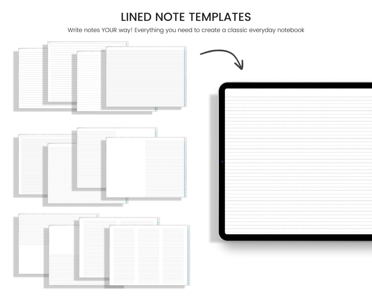 20-Section Digital Notebook: 64 Templates