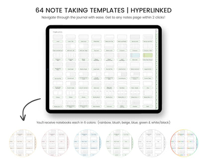 20-Section Digital Notebook: 64 Templates
