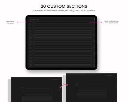 Dark Mode Digital Notebook: 20-Section Hyperlinked Journal (For iPad & Tablet)