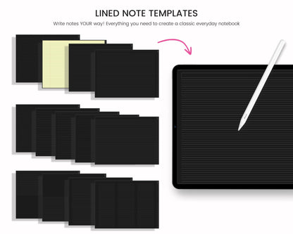 Dark Mode Digital Notebook: 20-Section Hyperlinked Journal (For iPad & Tablet)