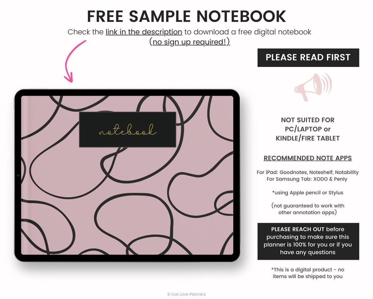 Dark Mode Digital Notebook: 20-Section Hyperlinked Journal (For iPad & Tablet)