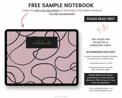 Dark Mode Digital Notebook: 20-Section Hyperlinked Journal (For iPad & Tablet)