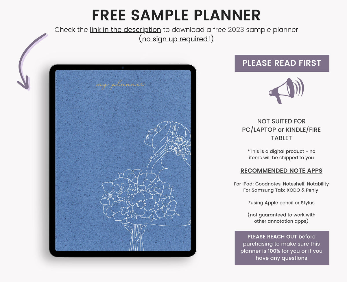 Dark Mode Undated Digital Planner