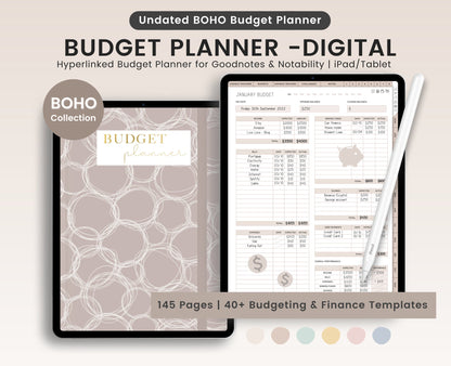 Boho Digital Budget Planner: Finance Tracker for GoodNotes (Portrait)