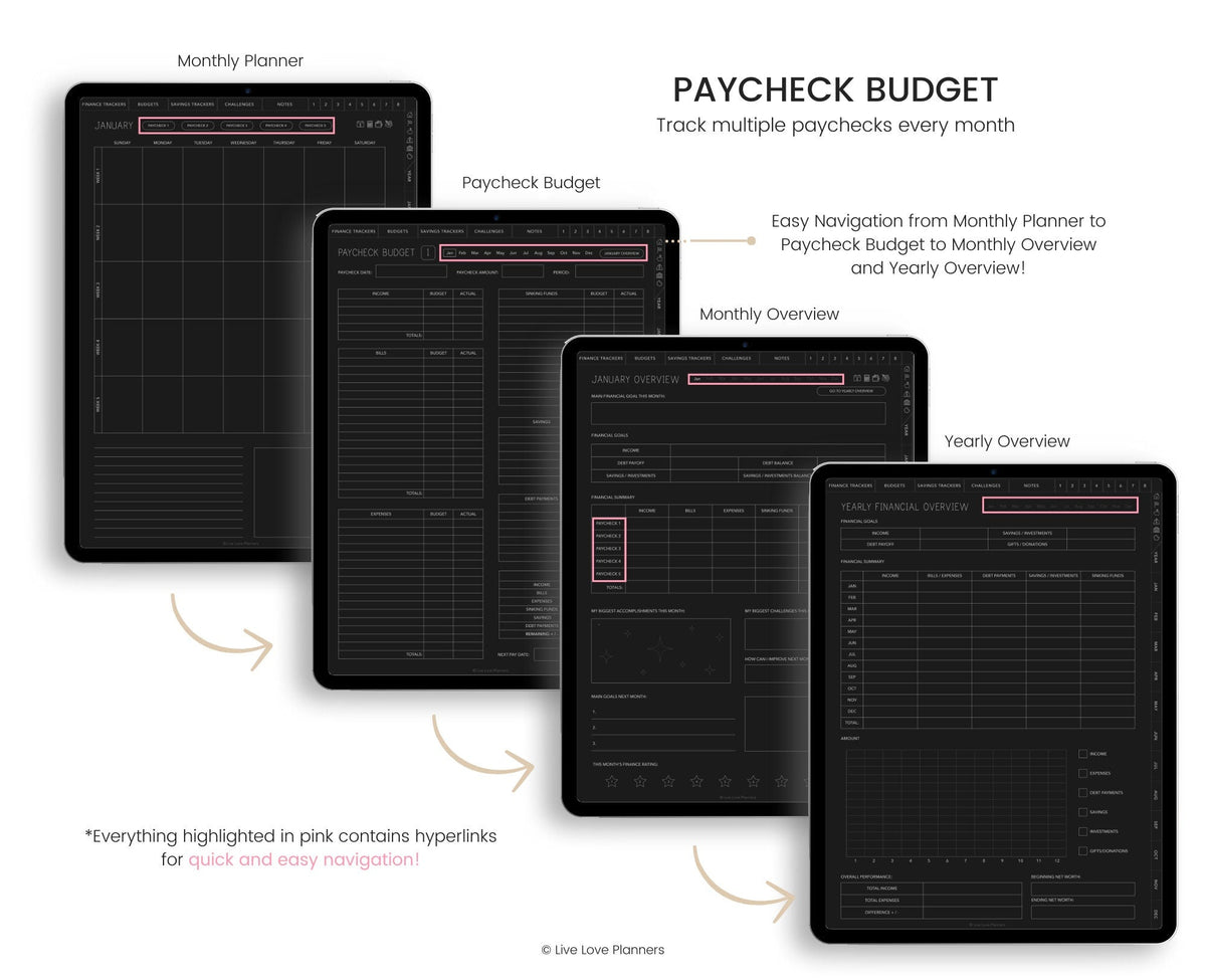Dark Mode Paycheck Budget Planner