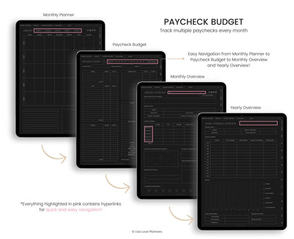 Dark Mode Paycheck Budget Planner