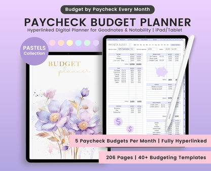 Pastel Paycheck Budget Planner: Digital Finance Templates (Goodnotes