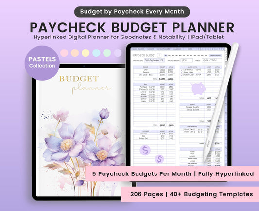 Pastel Paycheck Budget Planner: Digital Finance Templates (Goodnotes