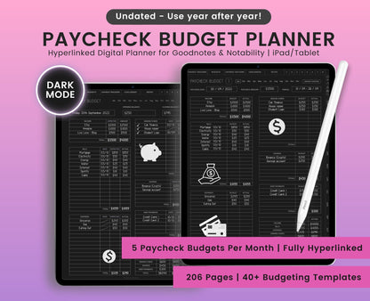 Dark Mode Paycheck Budget Planner