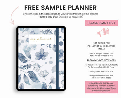 Undated Digital Planner Goodnotes