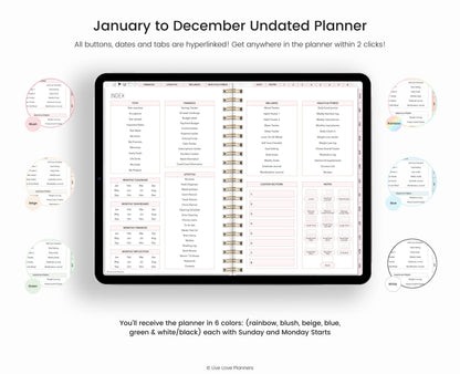 Undated Digital Planner Goodnotes