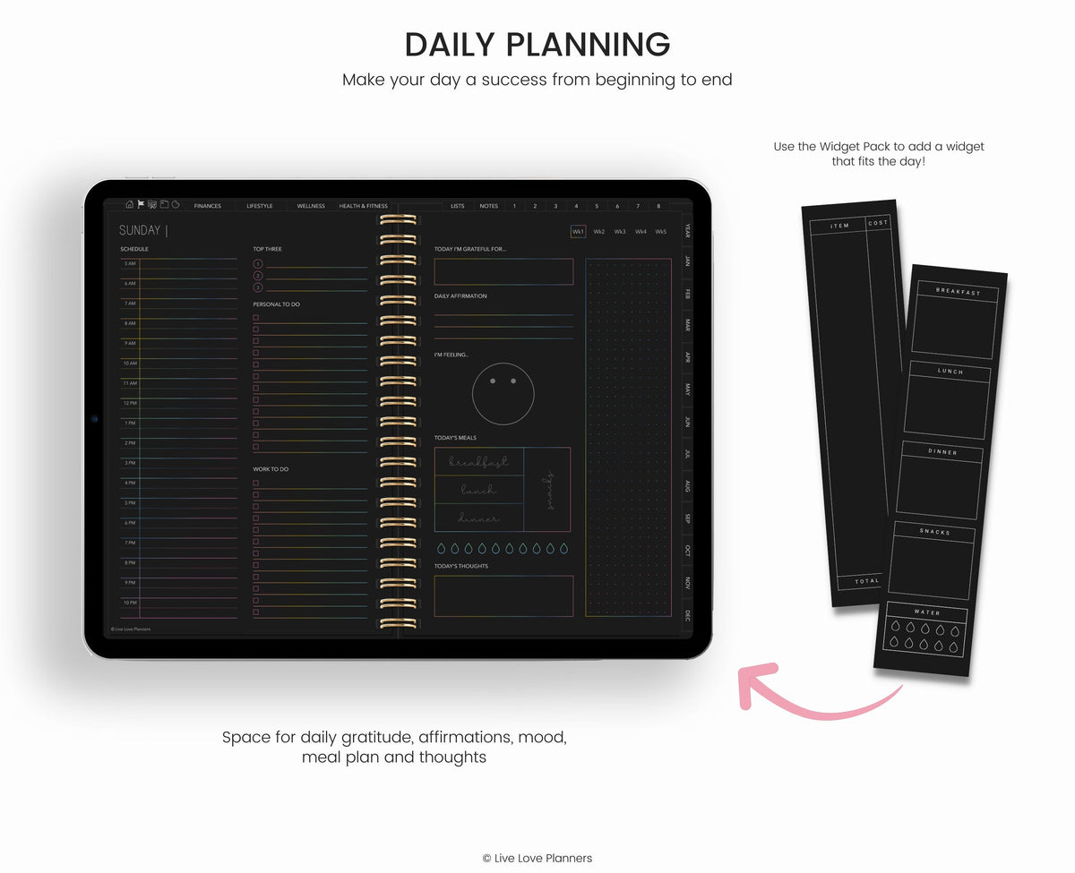 Dark Mode Digital Planner