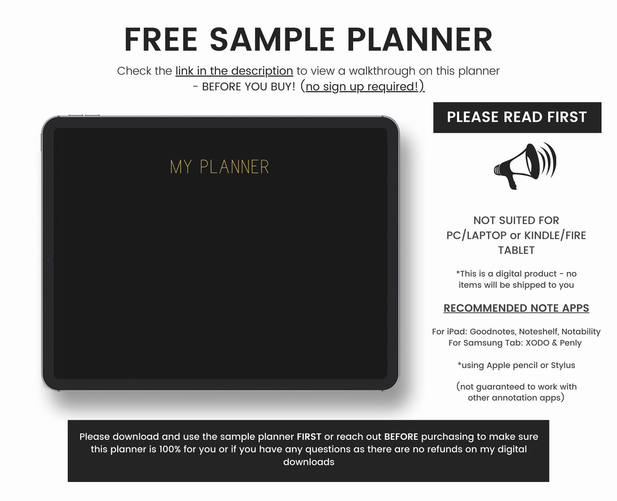 Dark Mode Digital Planner