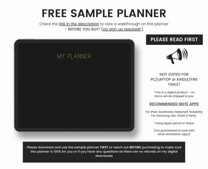 Dark Mode Digital Planner
