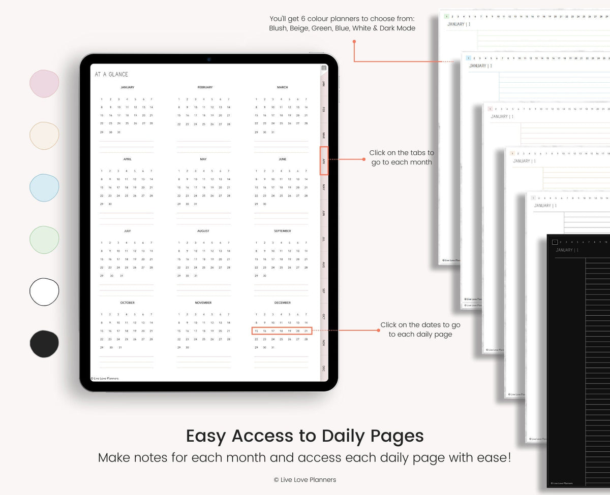 Hyperlinked Digital Daily Journal: 8 Note Templates for Goodnotes (Digital Download)