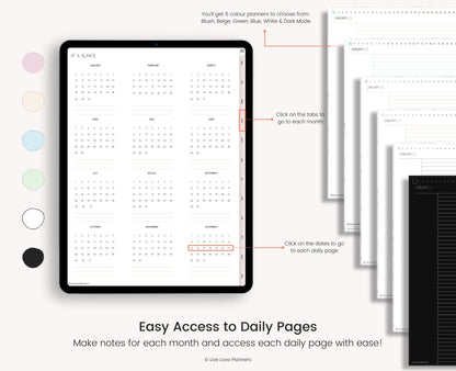Hyperlinked Digital Daily Journal: 8 Note Templates for Goodnotes (Digital Download)