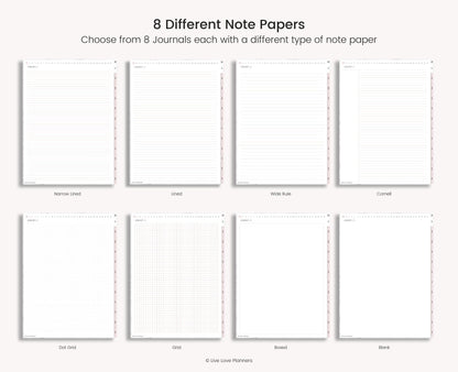 Hyperlinked Digital Daily Journal: 8 Note Templates for Goodnotes (Digital Download)