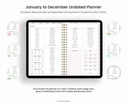 Undated Digital Planner: Hyperlinked GoodNotes Planner