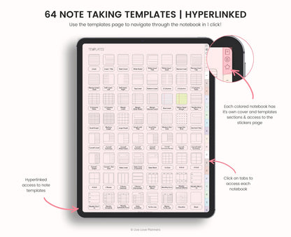 Digital Notebook: 20-Section Hyperlinked Journal with 64 Templates (For iPad & Tablet)