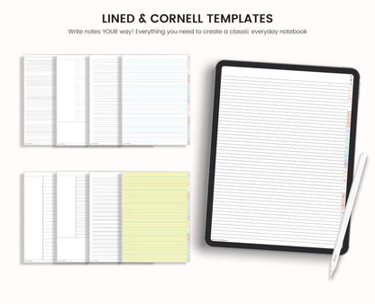 Digital Notebook: 20-Section Hyperlinked Journal with 64 Templates (For iPad & Tablet)