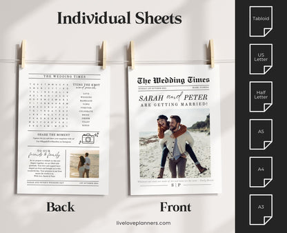 Wedding Newspaper Template: Editable Program & Itinerary (Digital)