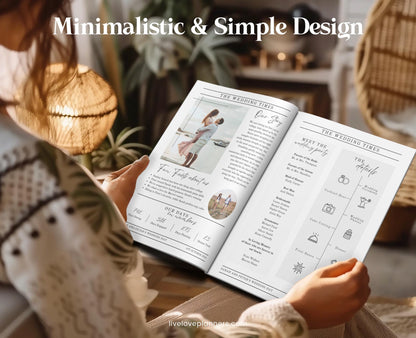 Wedding Newspaper Template: Editable Program & Itinerary (Digital)