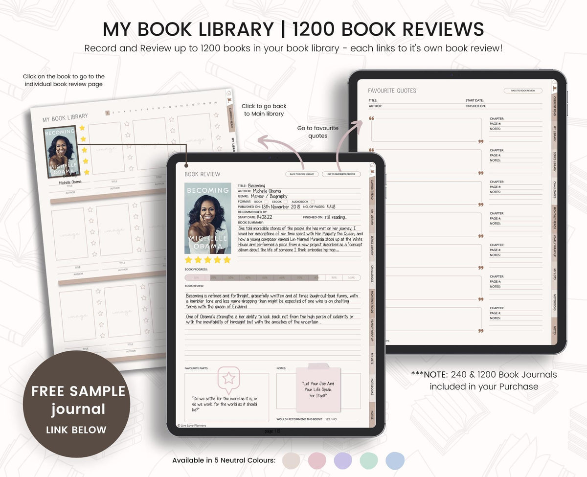 Digital Reading Journal: Book Tracker for Goodnotes