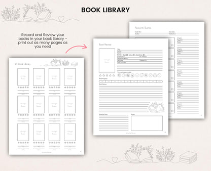 Printable Reading Journal: Fillable Book Tracker (Digital Download)