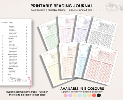 Printable Reading Journal: Fillable Book Tracker (Digital Download)