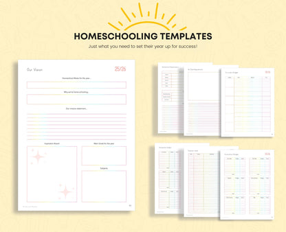 Printable Homeschool Planner 2025-2026: US Letter & A4 (Digital Download)