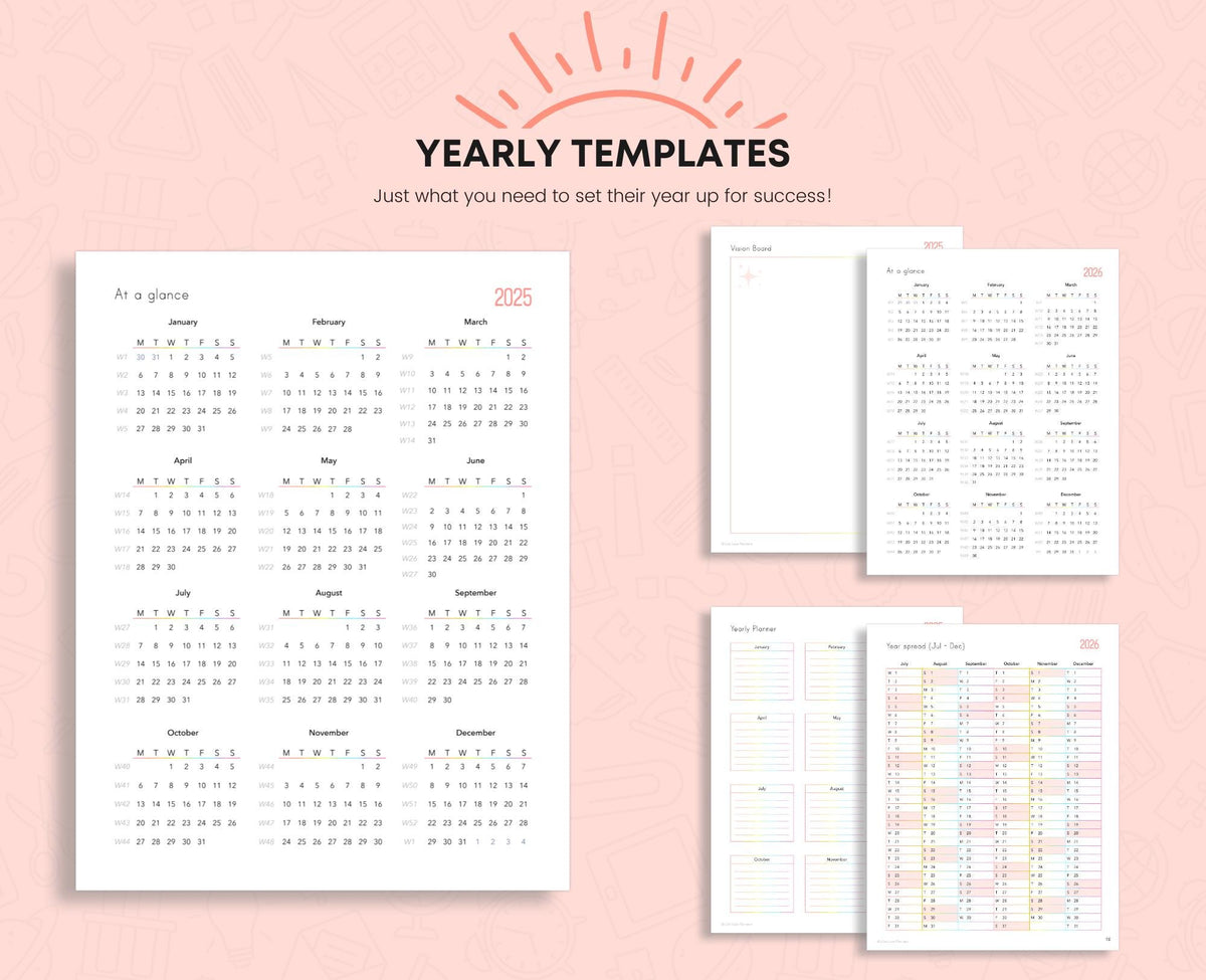 Printable Homeschool Planner 2025-2026: US Letter & A4 (Digital Download)