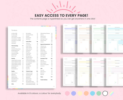 Printable Homeschool Planner 2025-2026: US Letter & A4 (Digital Download)