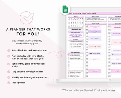 Google Sheets Monthly and Weekly Planner