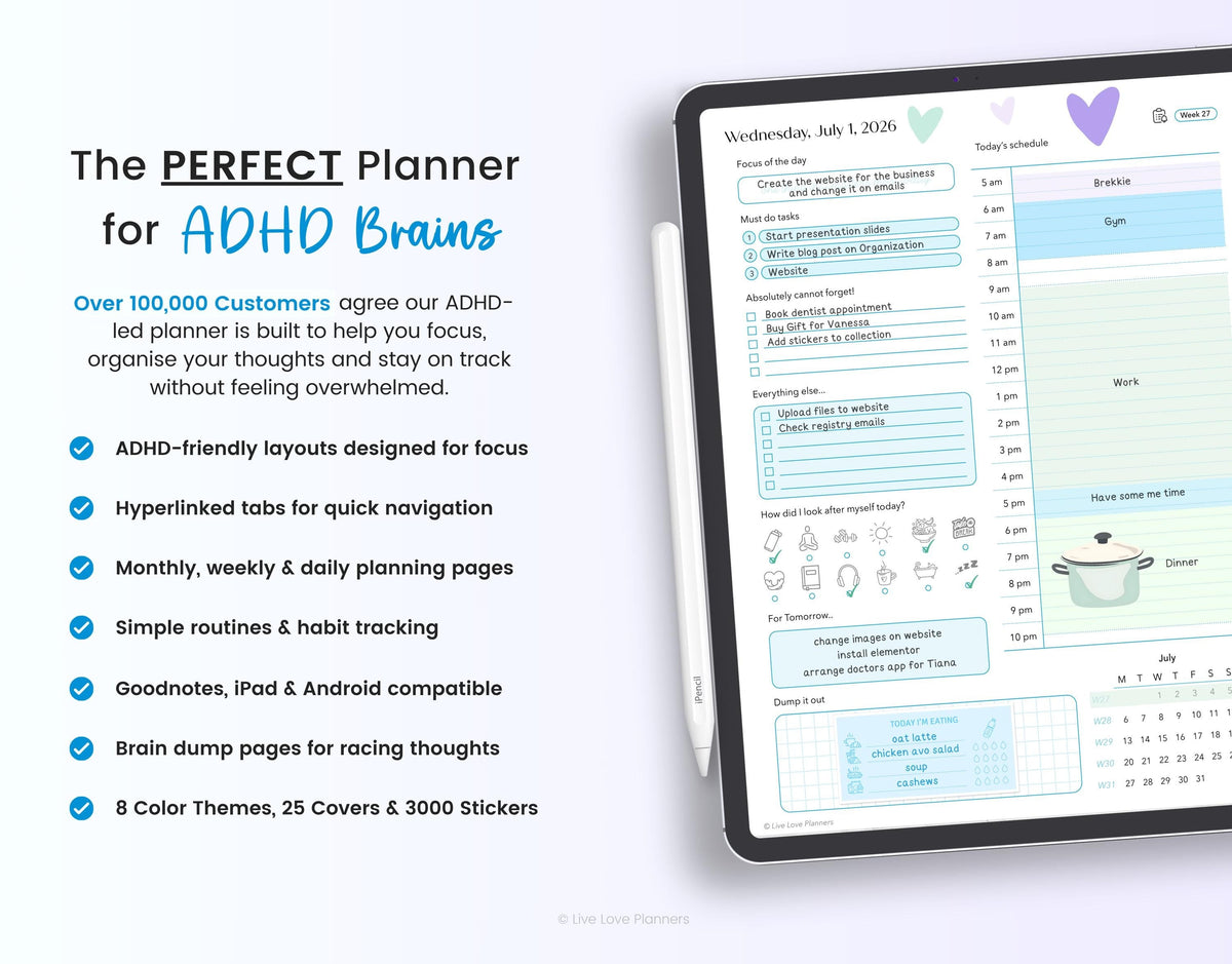 ADHD Digital Planner 2026 & 2027