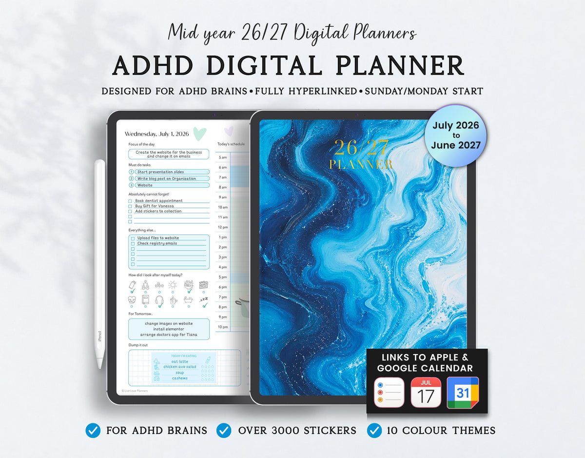 ADHD Digital Planner 2026 & 2027