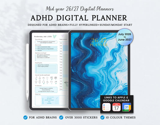 ADHD Digital Planner 2026 & 2027