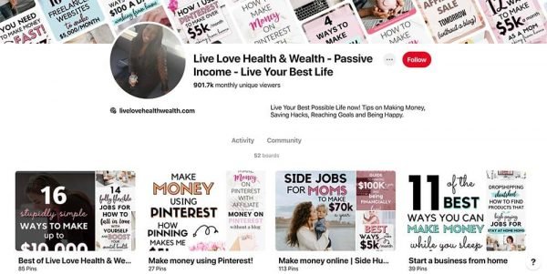 Pinterest Profile make money with pinterest